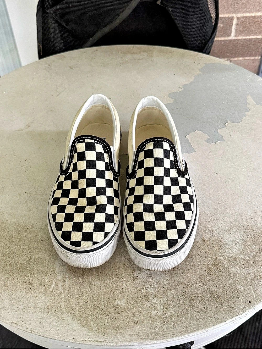 Vans Classic Slip-On Checkerboard Sneakers Black & White US 5